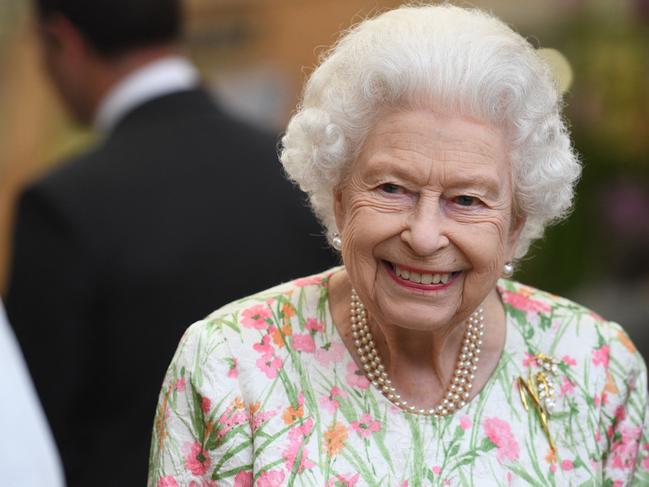 The Queen sported a brooch given to her by the President of Botswana. Picture: AFP