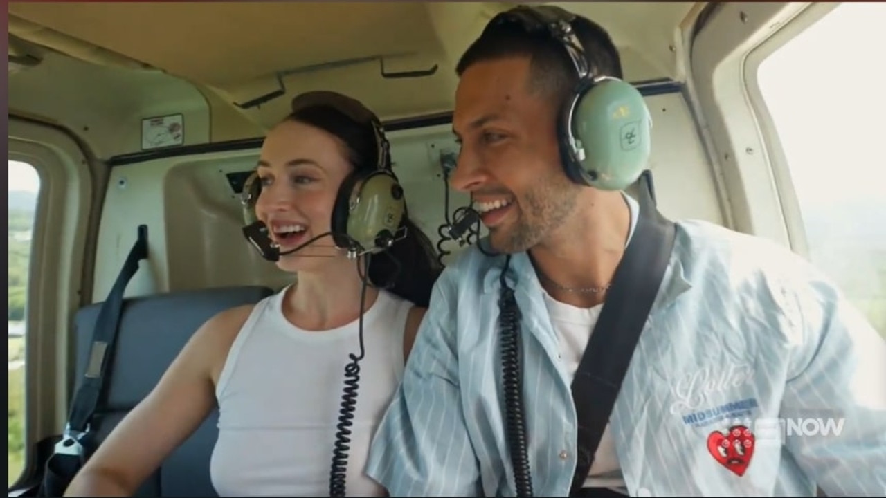 Beth and Teejay took a scenic helicopter ride over Tropical North Queensland where they gushed over the views. Photo: Channel 9