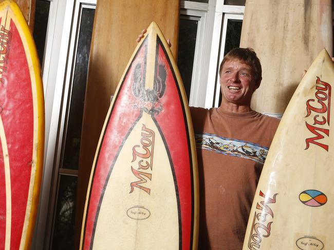 Cheyne Horan showed a collection of historic surf items to the public at Surf World.