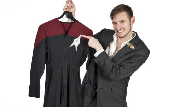 Gold Coast Bulletin journalist Andrew Potts with his Star Trek uniform. Photo: Jerad Williams