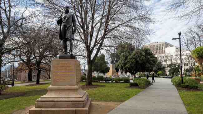 The statue of William Crowther in Franklin Square, Hobart will be removed. Picture: Chris Kidd