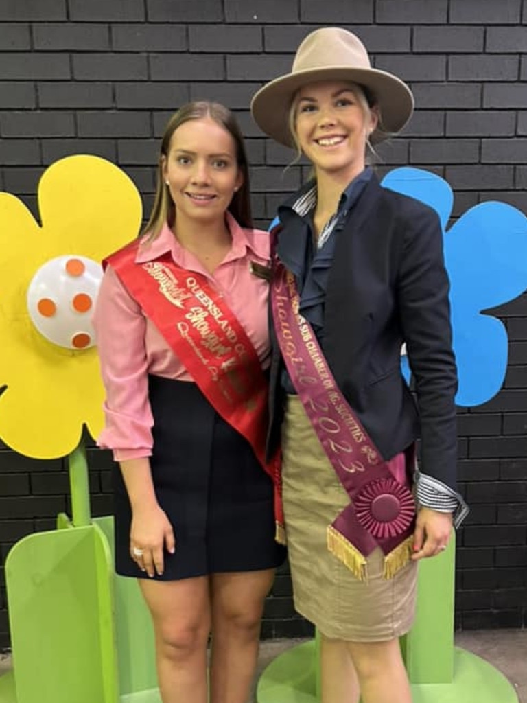 Receptionist and grazier Elly Close (left) with Amy Kuhne 2022 Queensland Country Life Showgirl Runner Up.