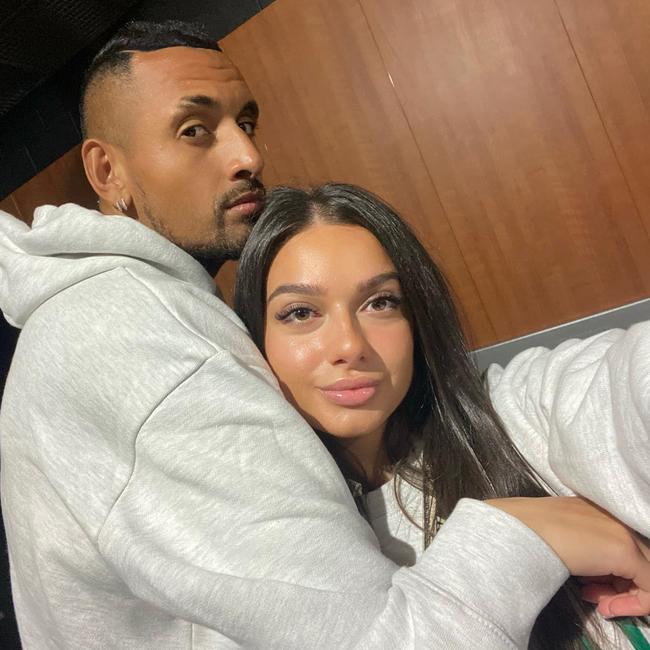 Nick Kyrgios, 26 and his new girlfriend Costeen Hatzi, 21. Picture: Instagram/costeenhatzi