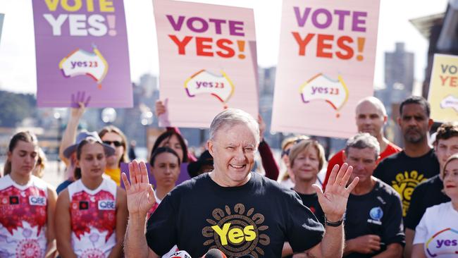 Anthony Albanese promoting the Yes campaign. Picture: Sam Ruttyn/NCA NewsWire