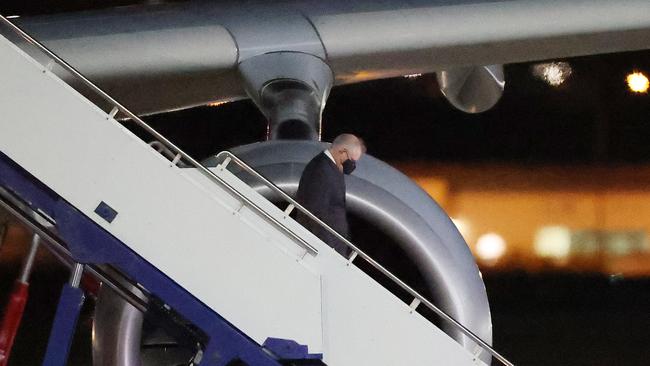 Scott Morrison arrived back into Canberra on Sunday evening. Picture: Newswire/Gary Ramage