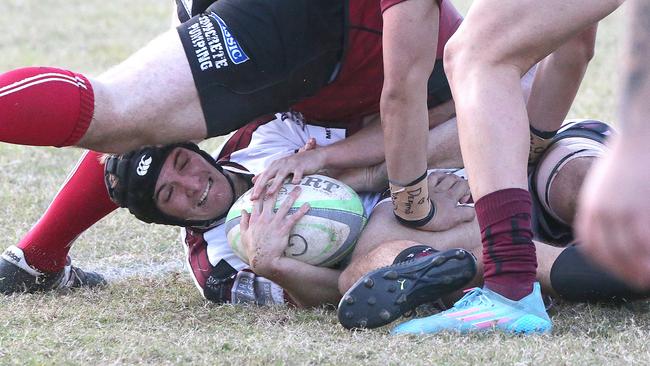 Gold Coast rugby Union match at Griffith Uni home Ground. Action shots of Griffith Knights vs Nerang Bulls. bulls number 15 Will Bird. Pic Mike Batterham
