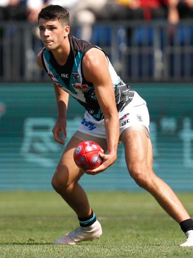 Former Hawk Ryan Burton has slotted in seamlessly at Port Adelaide. Picture: Michael Willson/AFL Photos