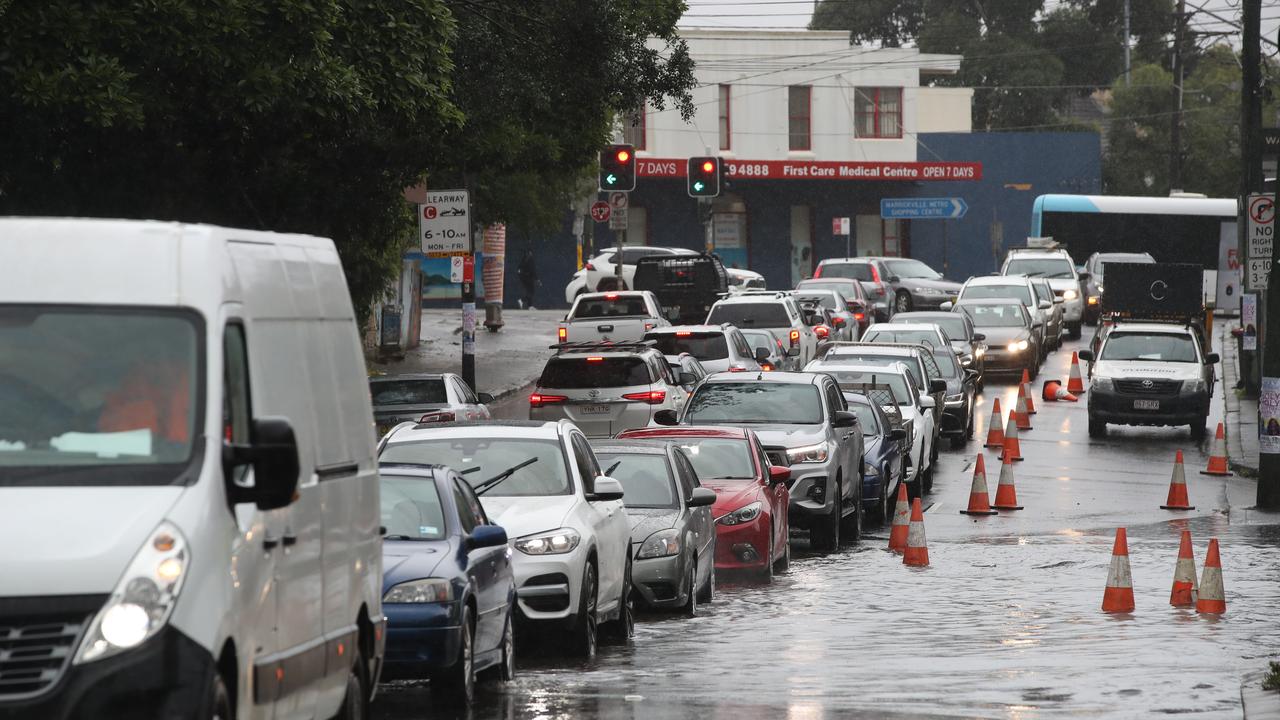 Heavy rains across Sydney have left several roads flooded. Picture: David Swift