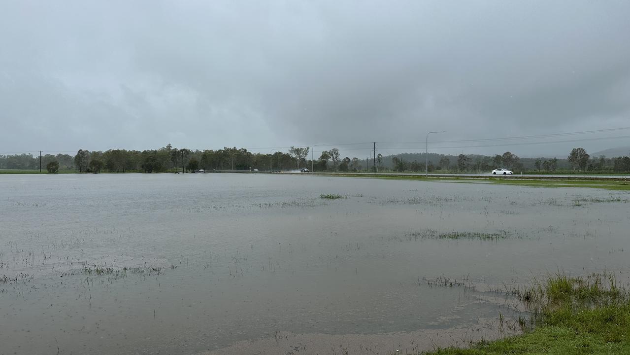 Water was rapidly rising along the Peak Downs Highway at Eton, west of Mackay, as many questioned whether they would be able to drive out to the mines. January 14, 2023. Picture: Heidi Petith