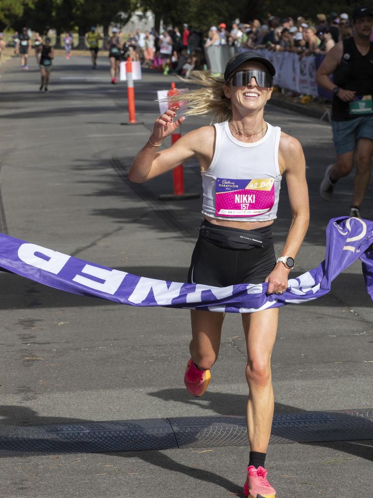 Nikki Curry wins the women's Cadbury Marathon. Picture: Chris Kidd