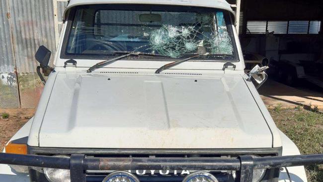 The damage to the engine, wheels and windows of the LandCruiser amounted to $25,000. Picture: Supplied.