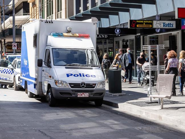 Traders are calling for a permanent police hub on Elizabeth St. Picture: Jake Nowakowski