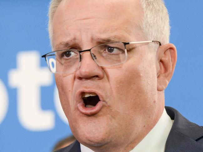 ADELAIDE, AUSTRALIA - NewsWire Photos FEBRUARY 25, 2022: The Prime Minister Scott Morrison holds a press conference at the Australian Space Agency. Picture: NCA NewsWire / Brenton Edwards