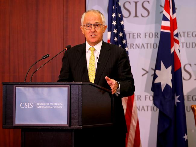 It was standing room only when Mr Turnbull presented a speech at the Centre for Strategic and Independent Studies. Picture: Nathan Edwards