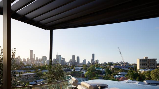 REAL ESTATE: The view from the rooftop terrace of The Oxlade in New Farm. Photo: Scott Burrows.