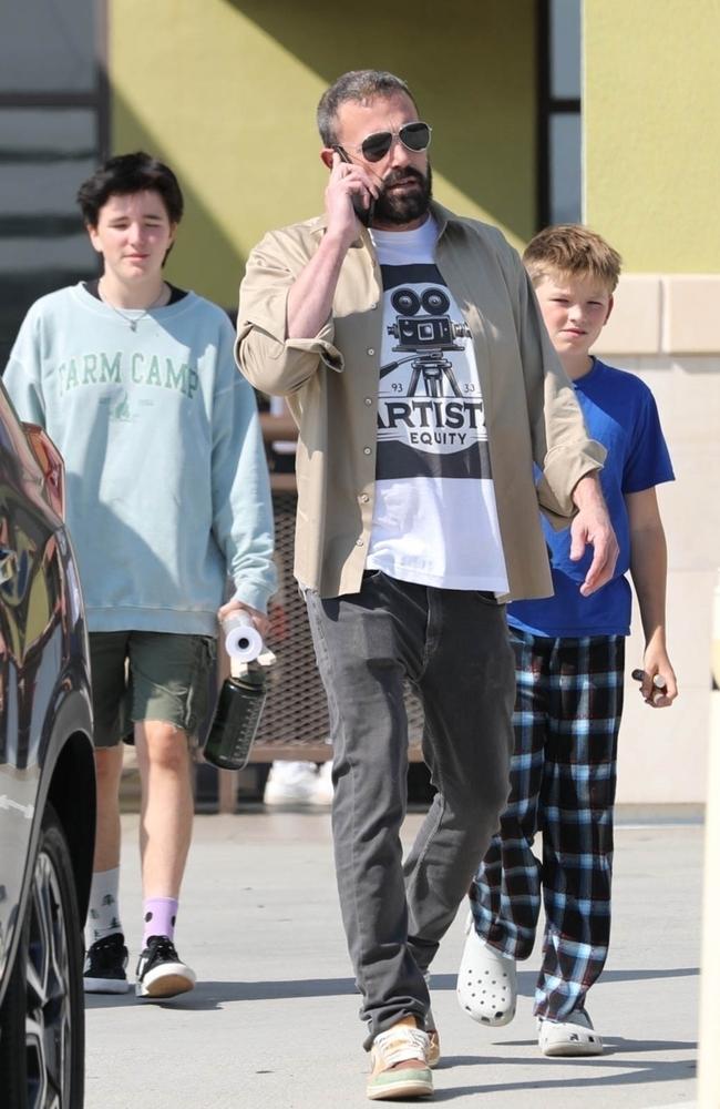 In the midst of his divorce with J-Lo, Ben Affleck spent some shopping time with his kids Fin and Samuel. Picture: Backgrid