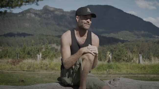 Pete Evans in the promotional video for “Nightcap On Minjungbal” at Mt Burrell, north of Byron Bay.