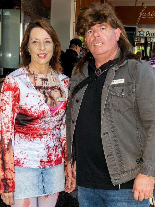 Cr Belinda Hassan and Cr Justin Englert at Mackay Charity Zombie Walk. Saturday, October 30, 2021. Picture: Michaela Harlow