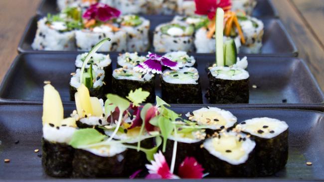 Plant-based sushi from Mandala Organic Arts Cafe, Mermaid Beach, Gold Coast. Photo: Frazer Alexander.