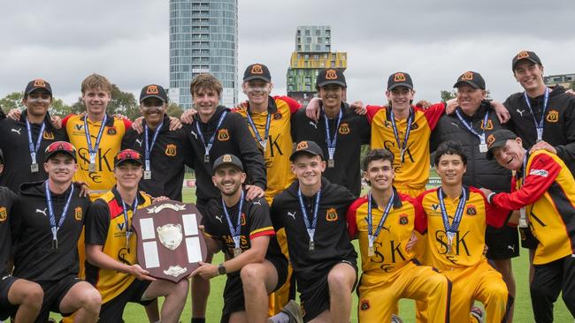 St Kilda celebrate their Dowling Shield success. Photo: Victorian Premier Cricket/Facebook.