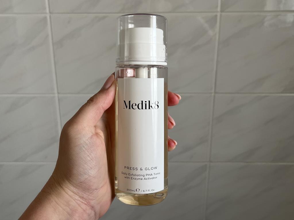 Medik8 Press &amp; Glow 200ml. Picture: Hannah Paine/news.com.au.