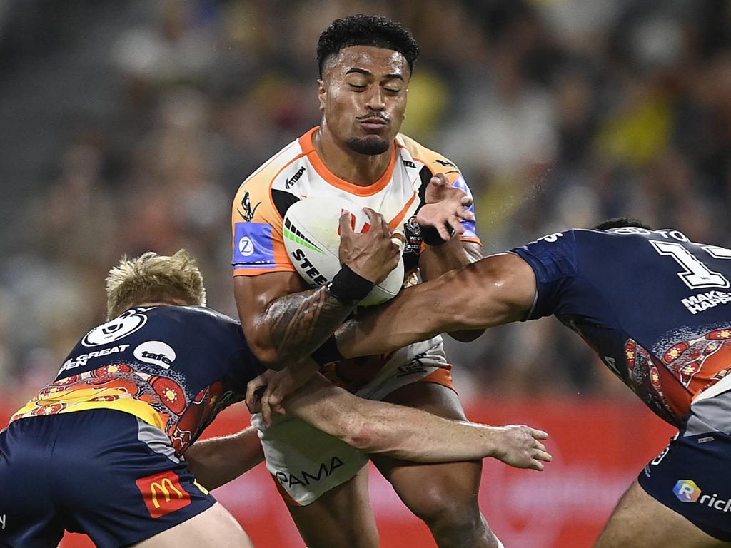 Impressive youngster Fonua Pole has extended his stay at the Tigers until 2027. Picture: Getty Images