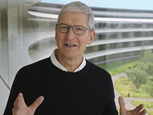 Apple CEO Tim Cook kicks off the virtual launch. Picture: AFP