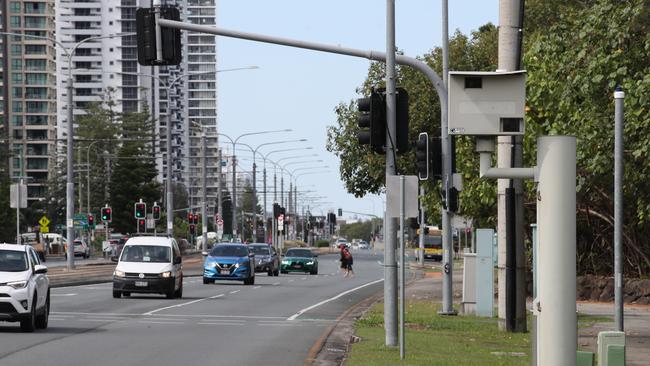 Speed Camera on the Gold Coast Highway, Broadbeach, near the Cascade Gardens. Picture: Glenn Hampson.