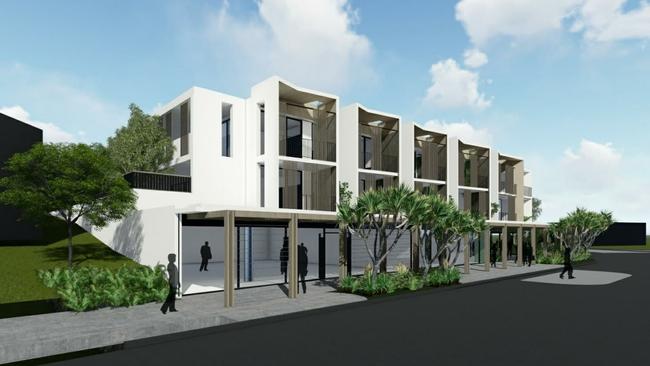 An artist's impression of the Jonson St view of a proposed mixed use development at 139 Jonson Street, Byron Bay.