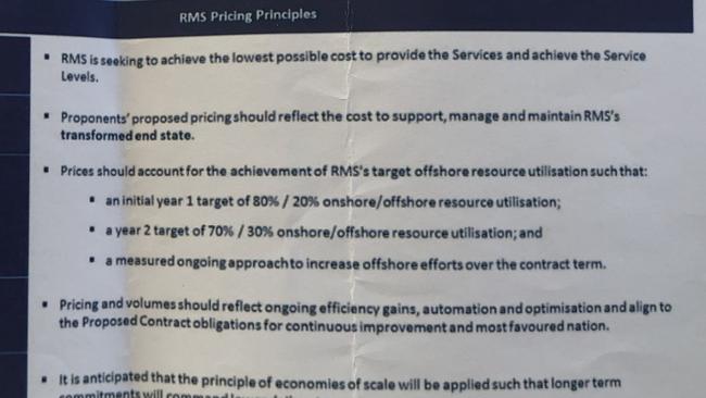 A slide shown to bidders at an industry briefing in February regarding the offshore resourcing.