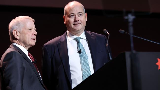 National Australia Bank chairman Philip Chronican and chief executive Andrew Irvine. Picture: AAP