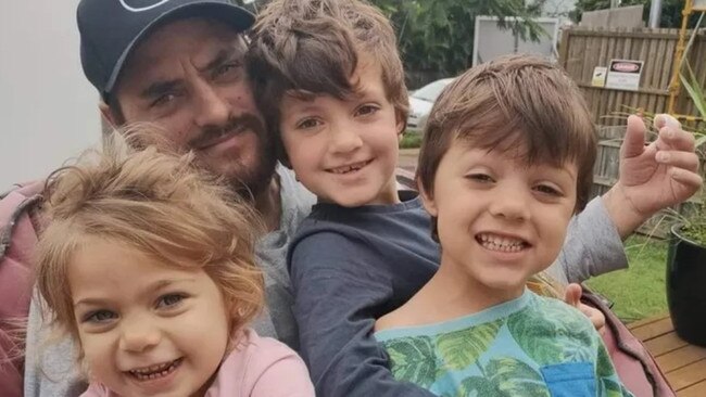 Jorden Gosling, who died in a tragic crash on July 14, with his three children.