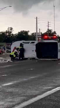 Powerful tornado flips ute into oncoming traffic