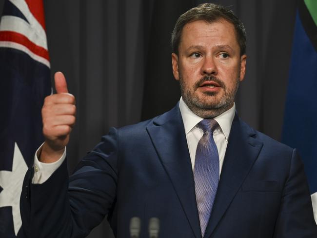 CANBERRA, AUSTRALIA, NewsWire Photos. JANUARY 17, 2024: Minister for Industry and Science, Ed Husic holds a press conference unveiling the Federal Governments major plan to tackle the growing risk of artificial intelligence at Parliament House in Canberra. Picture: NCA NewsWire / Martin Ollman