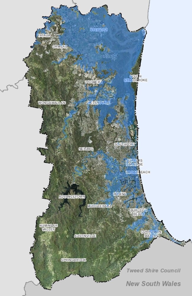 Flooding areas in the Gold Coast City Council area.