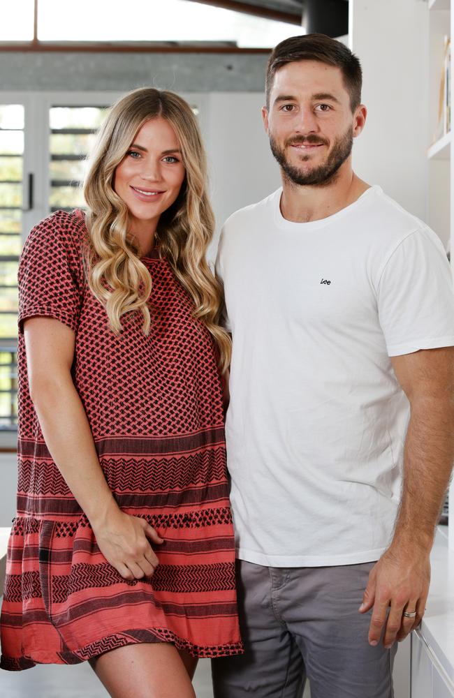 Bridget Hunt, pictured with Dragons husband Ben, said it can be difficult being married to a NRL player. Picture: Jonathan Ng