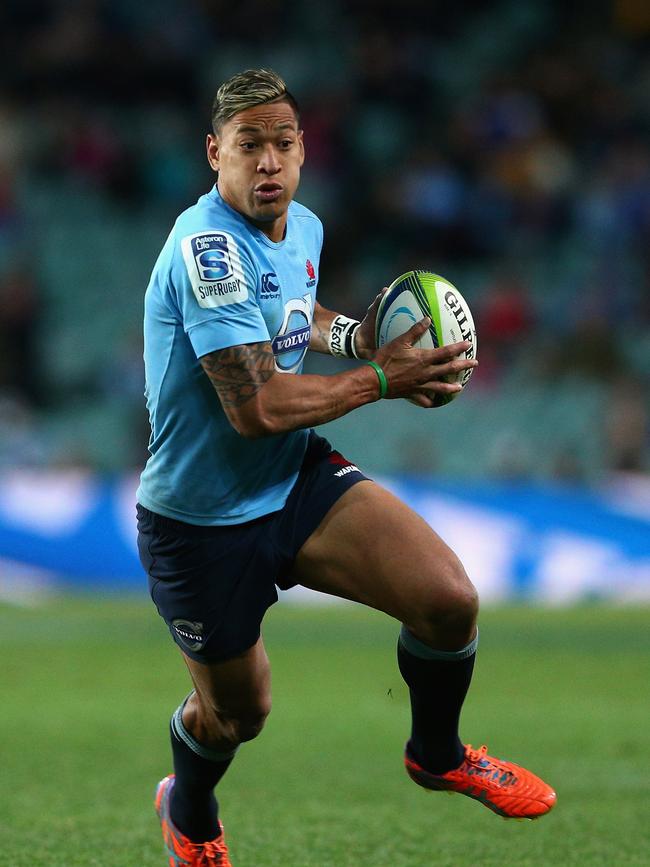 Israel Folau lining up for the Waratahs in 2014. Picture: Cameron Spencer/Getty Images.