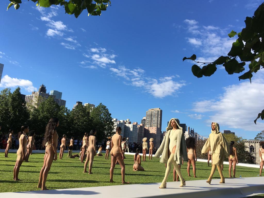 Kanye West Yeezy Season 4 fashion show at the Franklin D. Roosevelt Four Freedoms Park on Roosevelt Island in New York City. Picture: AP