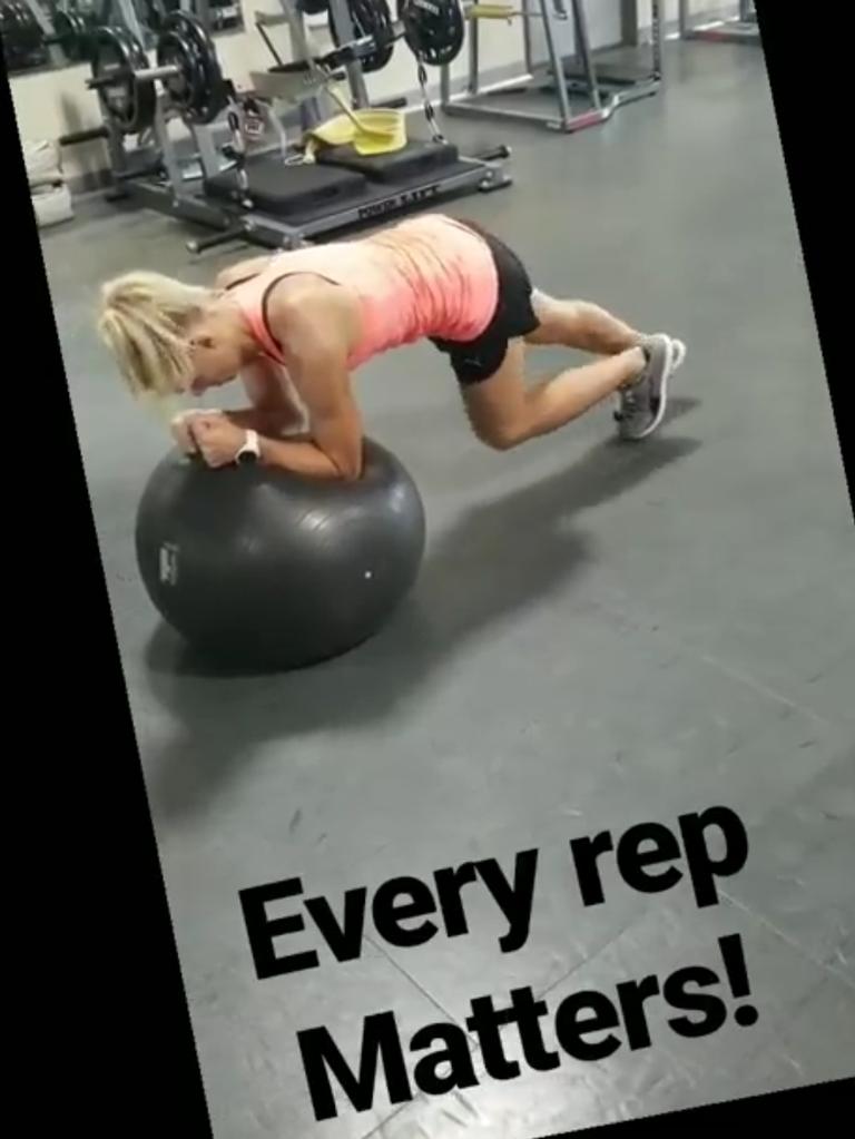 Erin Phillips shared this image of her rehabilitating her left knee on her Instagram account: Copyright: erinphillips131