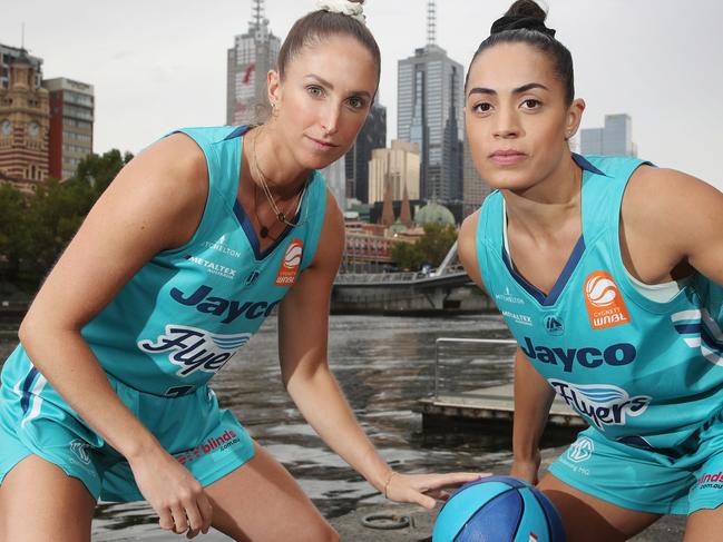 Southside Flyers play Townsville Fire in a finals play off tomorrow night. Players Rebecca Cole and Maddison Rocci. Tuesday, March 21, 2023. Picture: David Crosling