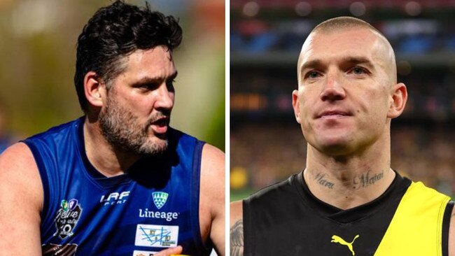 Brendan Fevola and Dustin Martin. Photos: News Corp/Getty Images