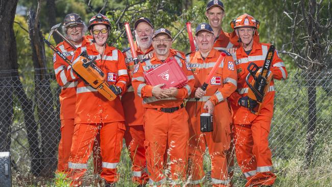 Northcote SES members Ray Dark, Jill Perrett, David Brian, Guiseppe Nicastri, Peter Marshall, Scott Greenham and Jim Carruthers with their new equipment. Picture: Rob Leeson.