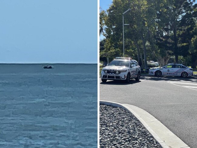 Three police vehicles attended Swan Street Park in Slade Point after it was reported a vehicle was stuck in the ocean. Photo: Fergus Gregg