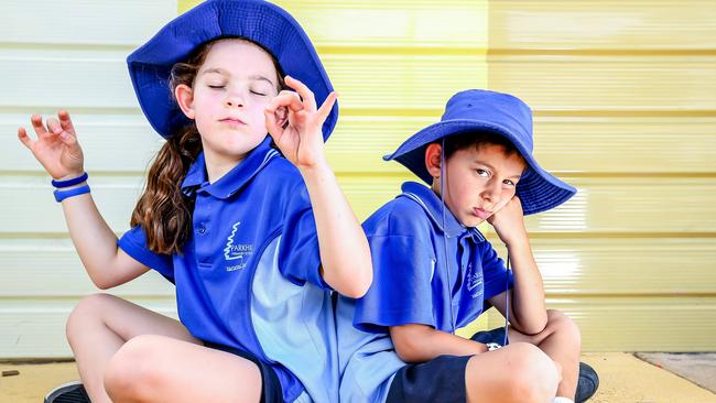 Spring Gully Primary School students Mia and Justin, both 7. Picture: Tim Carrafa