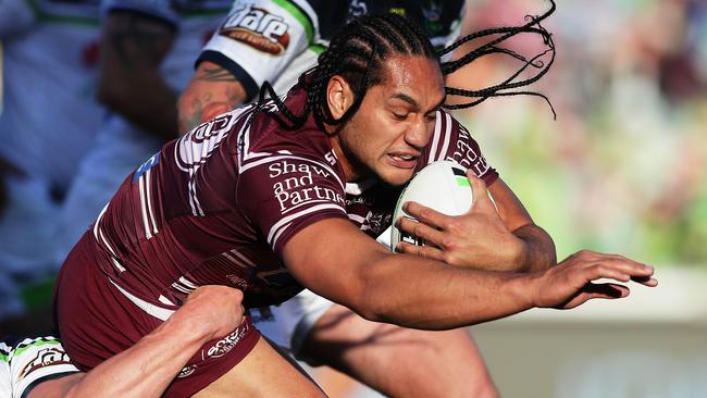 Martin Taupau on the charge for the Sea Eagles. Picture: Getty Images