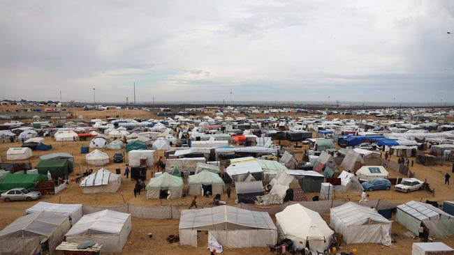 A makeshift tent camp for displaced Palestinians in Rafah. Picture: Mohammed Abed/AFP