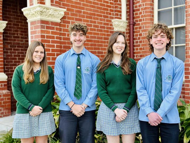 2025 Ballarat High School captains Harry and Elise (in centre) and vice-captains Charlie and Emity.