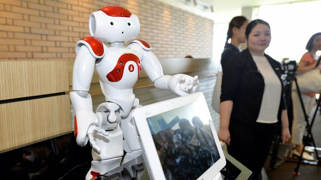 A robotic concierge at the Henn na Hotel in Nagasaki. Picture: Getty Images