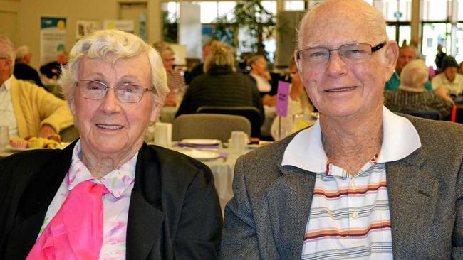 Faye and Frank Grigg enjoy some social banter. Picture: Brad Weir