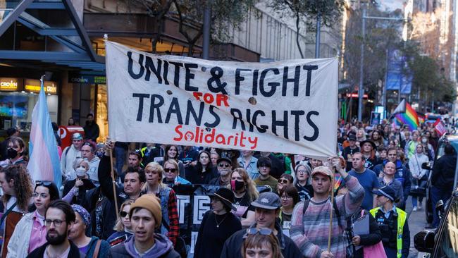 A pro-trans rights rally in Sydney. Picture: NCA NewsWire / David Swift